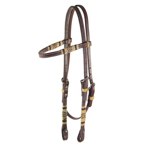 Teskey's Basket Stamped Browband Headstall w/Rawhide Accents Tack - Headstalls Teskey's Heavy Oil