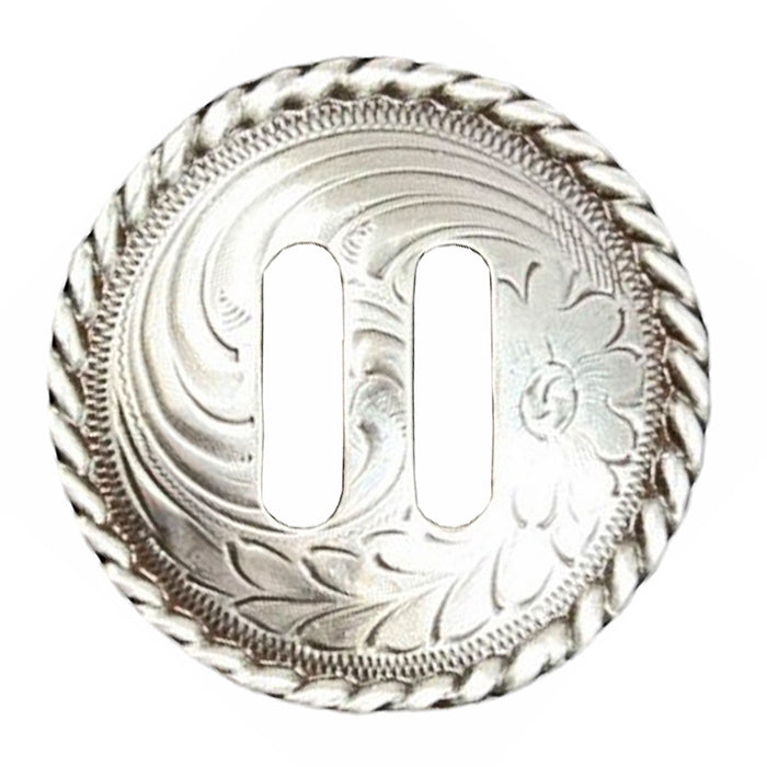 Bright Silver Rope Edge Slotted Concho Tack - Conchos & Hardware MISC