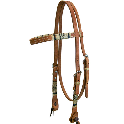 Teskey's Browband Headstall w/Rawhide Accents Tack - Headstalls Teskey's Natural