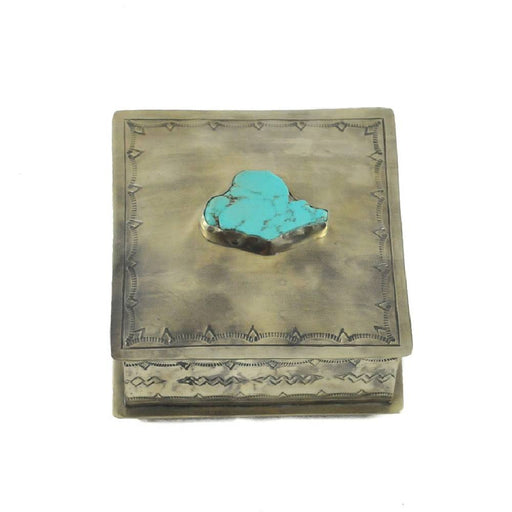 J. Alexander Square Box w/ Turquoise Slab HOME & GIFTS - Home Decor - Decorative Accents J. Alexander Rustic Silver