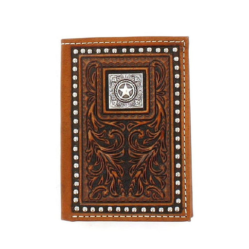 Nocona Tooled Star Concho Trifold Wallet MEN - Accessories - Wallets & Money Clips M&F Western Products