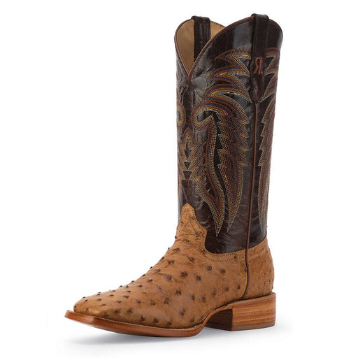 R. Watson Men's Antique Saddle Full Quill Ostrich Square Toe Boot MEN - Footwear - Exotic Western Boots R Watson 8 D