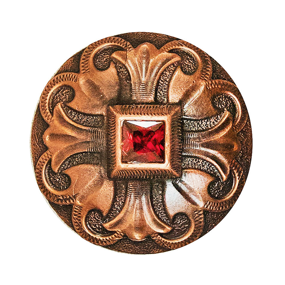 Copper Concho with Red Raised Stone Tack - Conchos & Hardware - Conchos MISC Chicago Screw 1" 