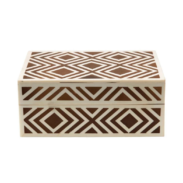 Resin Box with Lid and Pattern Inlay HOME & GIFTS - Home Decor - Decorative Accents Creative Co-Op