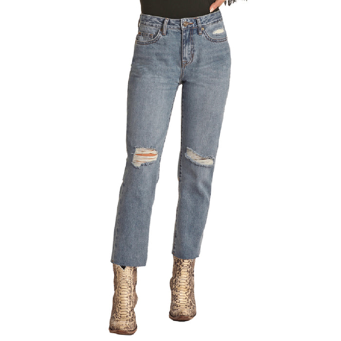 * Rock & Roll Denim Distressed Straight Crop Jean - FINAL SALE *Size 32 WOMEN - Clothing - Jeans Panhandle