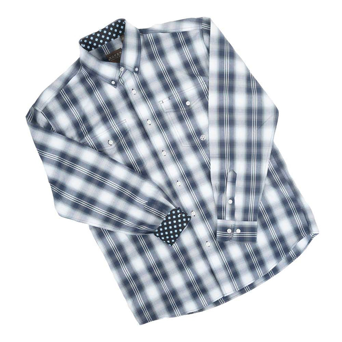 Roper Men's Button Down Plaid Western Shirt - Blue MEN - Clothing - Shirts - Long Sleeve Roper Apparel & Footwear