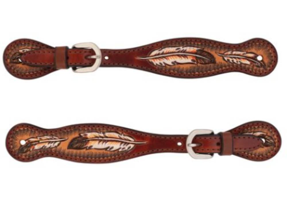 Weaver Turquoise Cross Coco Feather Ladies Spur Strap Tack - Spur Straps Weaver