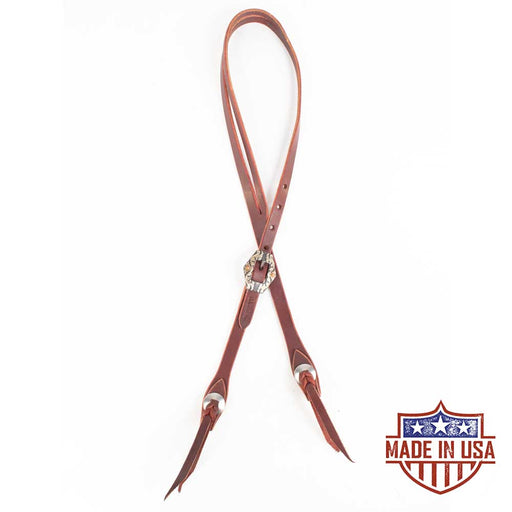 Teskey's Latigo Split Ear Headstall w/Hexagon Buckle Tack - Headstalls Teskey's