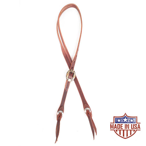 Teskey's Latigo Split Ear Headstall w/Brass Buckle Tack - Headstalls Teskey's