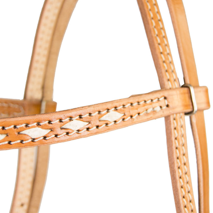Teskey's Browband Headstall w/White Buckstitch Tack - Headstalls Teskey's