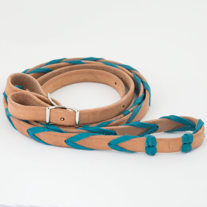 Teskey's 5/8" Barrel Rein with Latigo Lacing Tack - Reins Teskey's Turquoise
