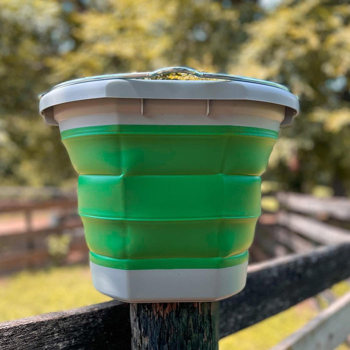 Boss Equine Collapsible Water Bucket for Horses Barn - Buckets & Hangers Boss Equine Products Grey/Kelly Green