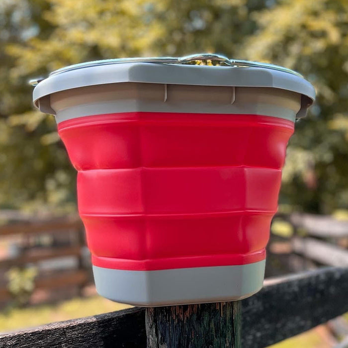 Boss Equine Collapsible Water Bucket for Horses Barn - Buckets & Hangers Boss Equine Products Grey/Red