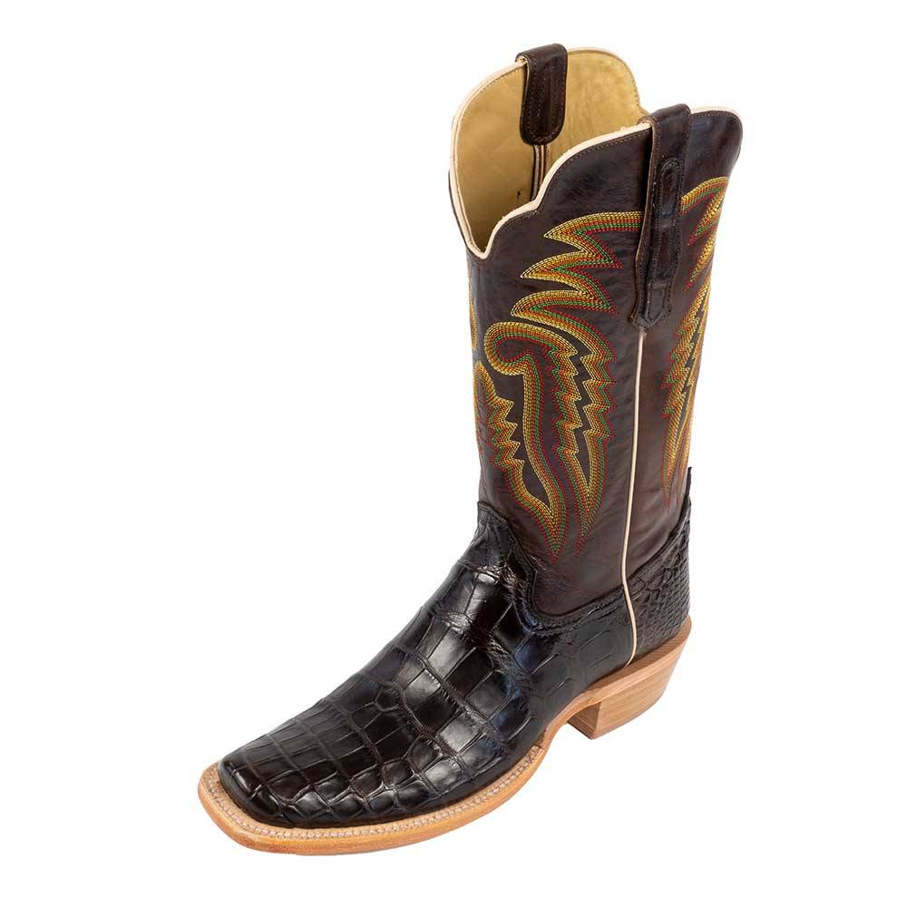What is the color of the vamp on this R. Watson Men's Chocolate Cross Cut Alligator Cutter Toe Boot?