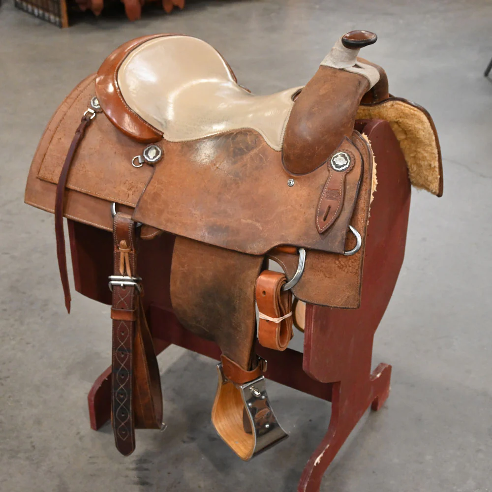 What size tree is the 15" USED BURNS COW HORSE SADDLE?