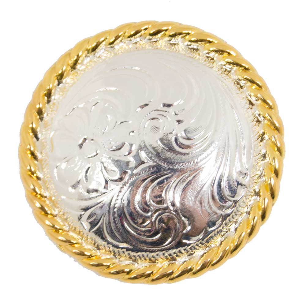 Bright Gold Floral Rope Edge Concho Questions & Answers