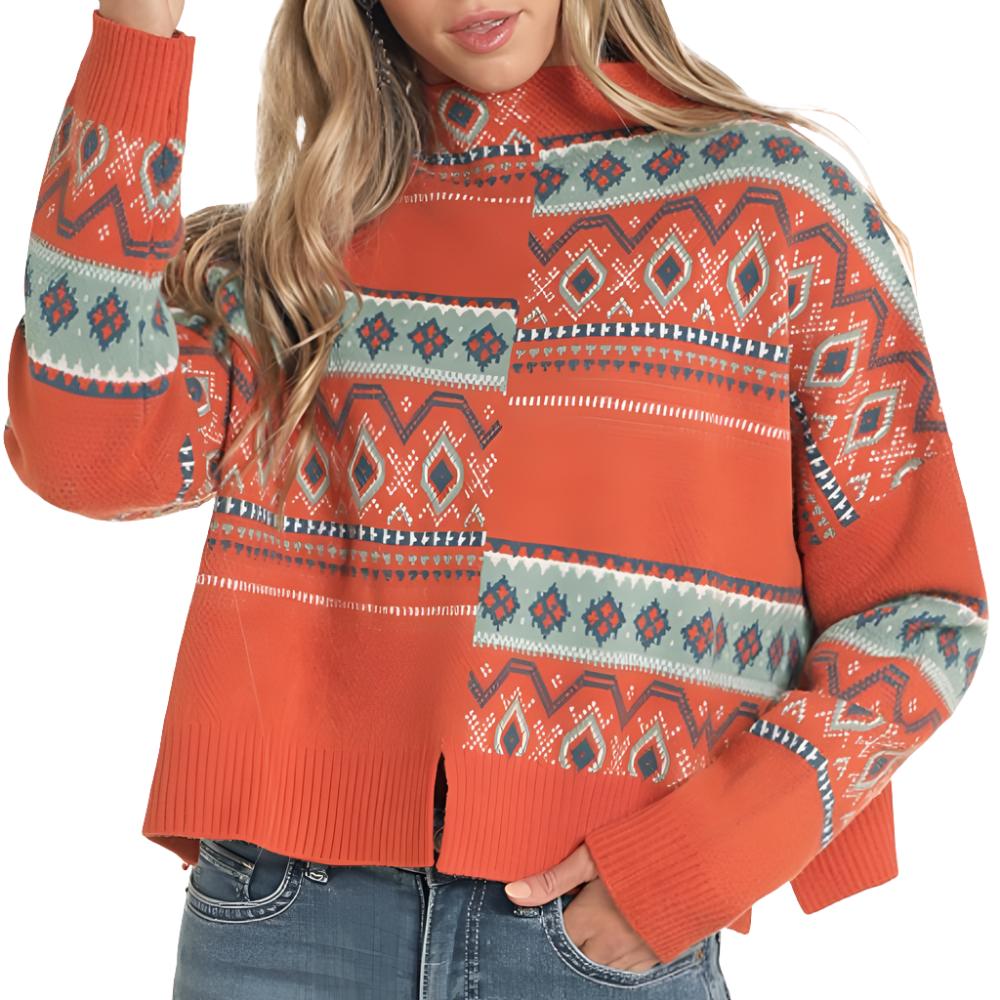 Does this Rock & Roll Denim Women's Modern Aztec Sweater run true to size? 