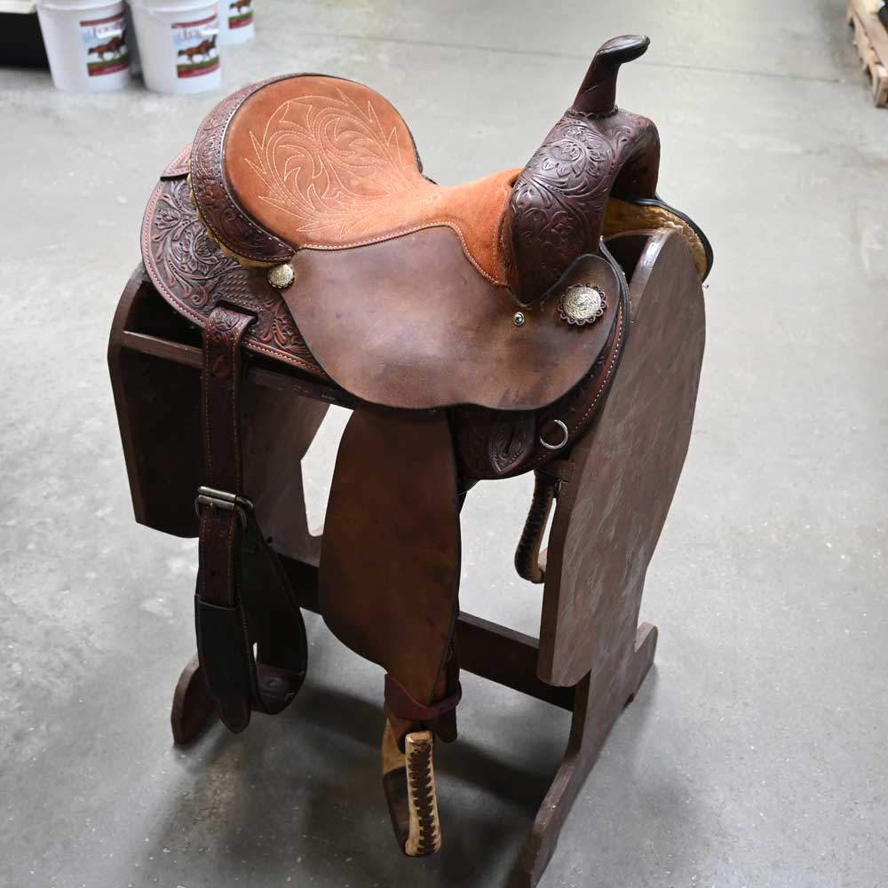 How deep is the seat on this 14" Used Circle Y Barrel Saddle?