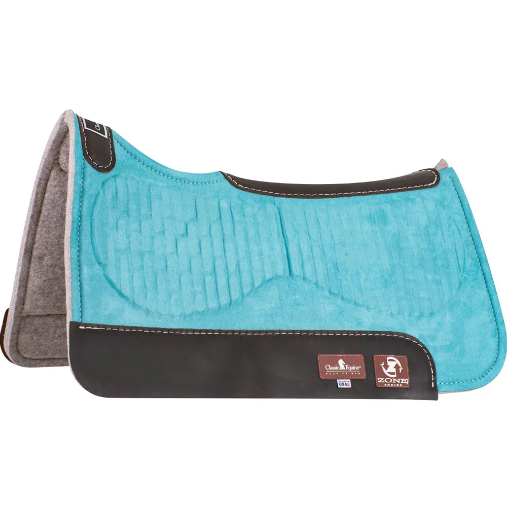 What is the bottom material of the Classic Equine Zone Micro Suede/Felt Pad?