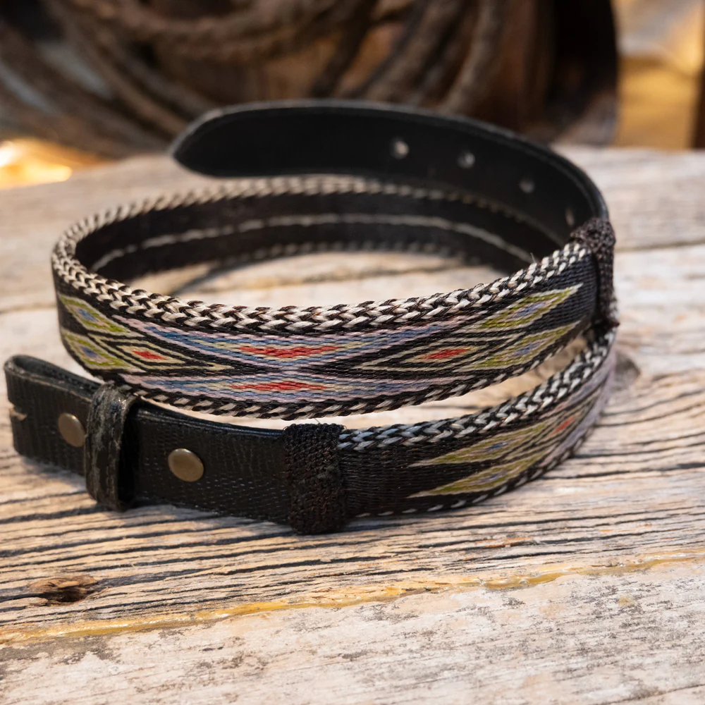 Why isn't the artists name included in the Vintage Prison-Made Hitched Horse Hair Belt?