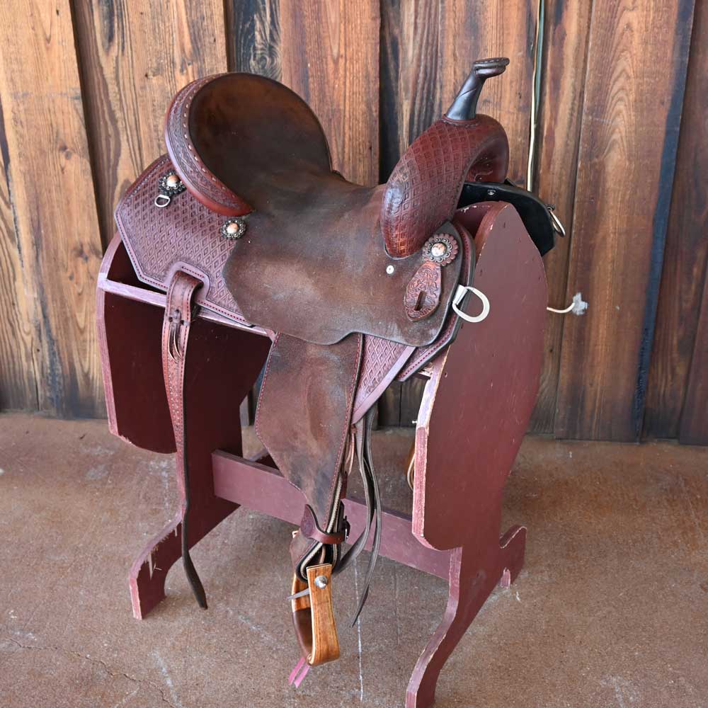 What is the color of the 14.5" USED DOUBLE J POZZI PRO BARREL SADDLE?