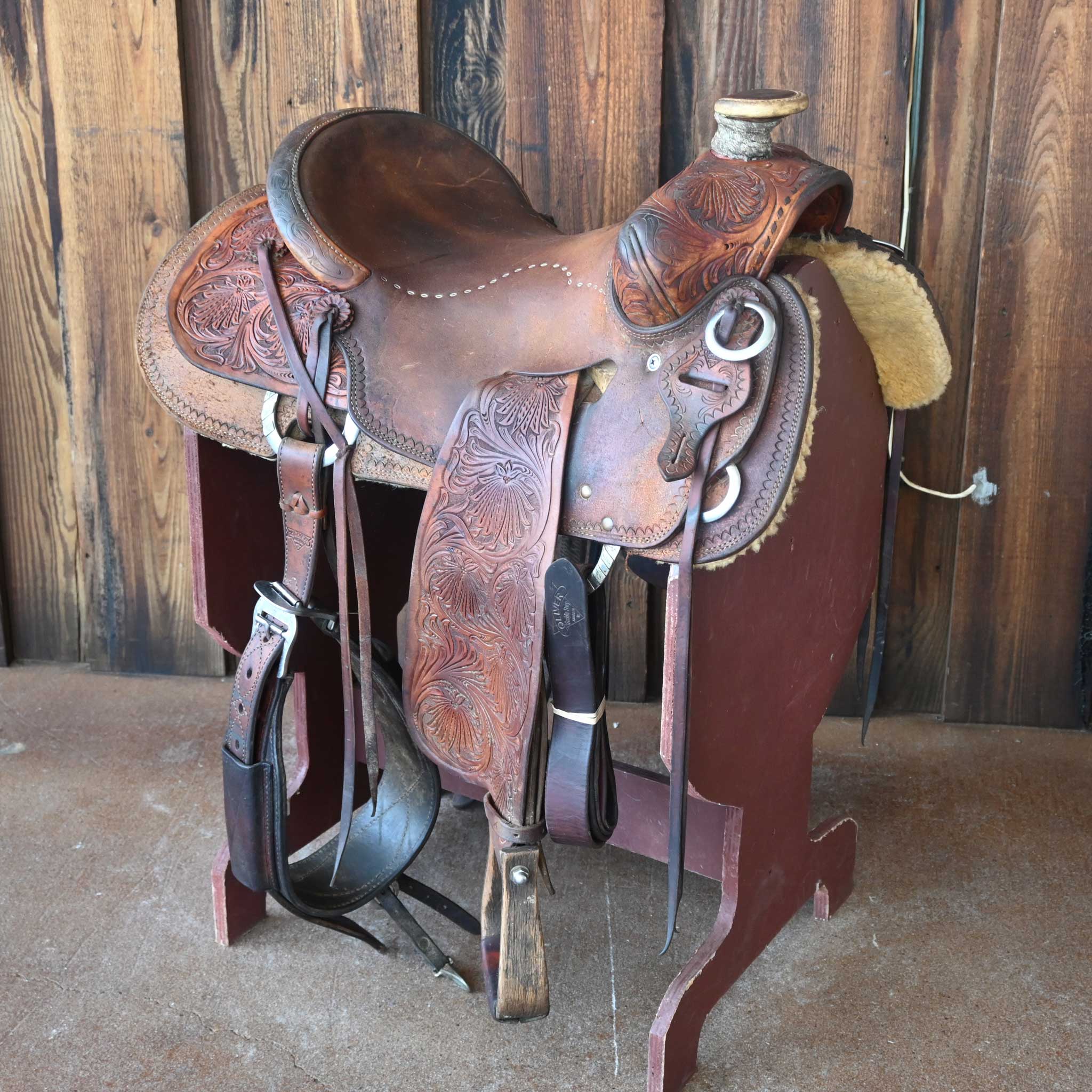 Is there a guarantee offered with the purchase of the 15 ¾'" USED OLIVER RANCH SADDLE?