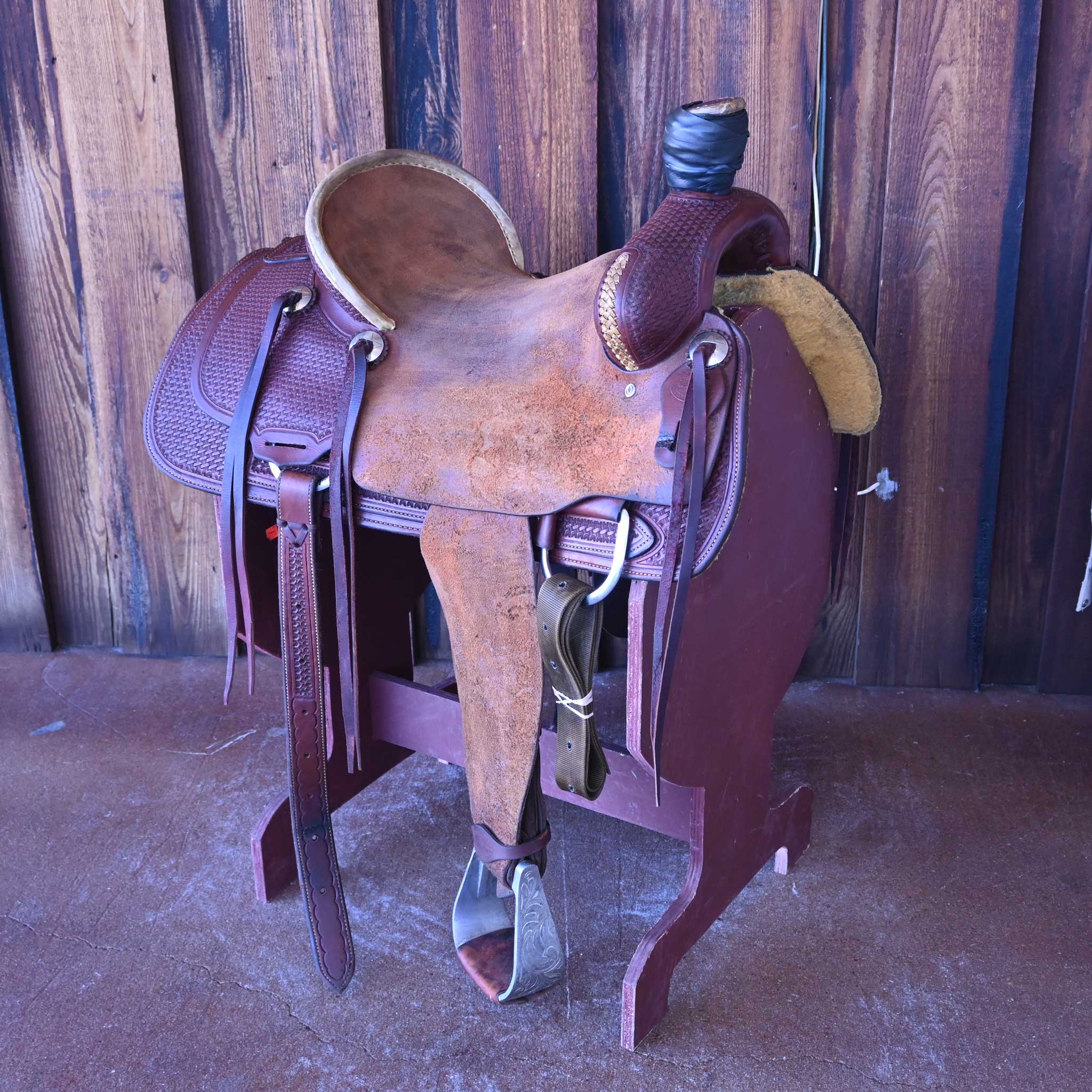 What are the specifications on the 15.5" USED COWBOY COLLECTION RANCH SADDLE?