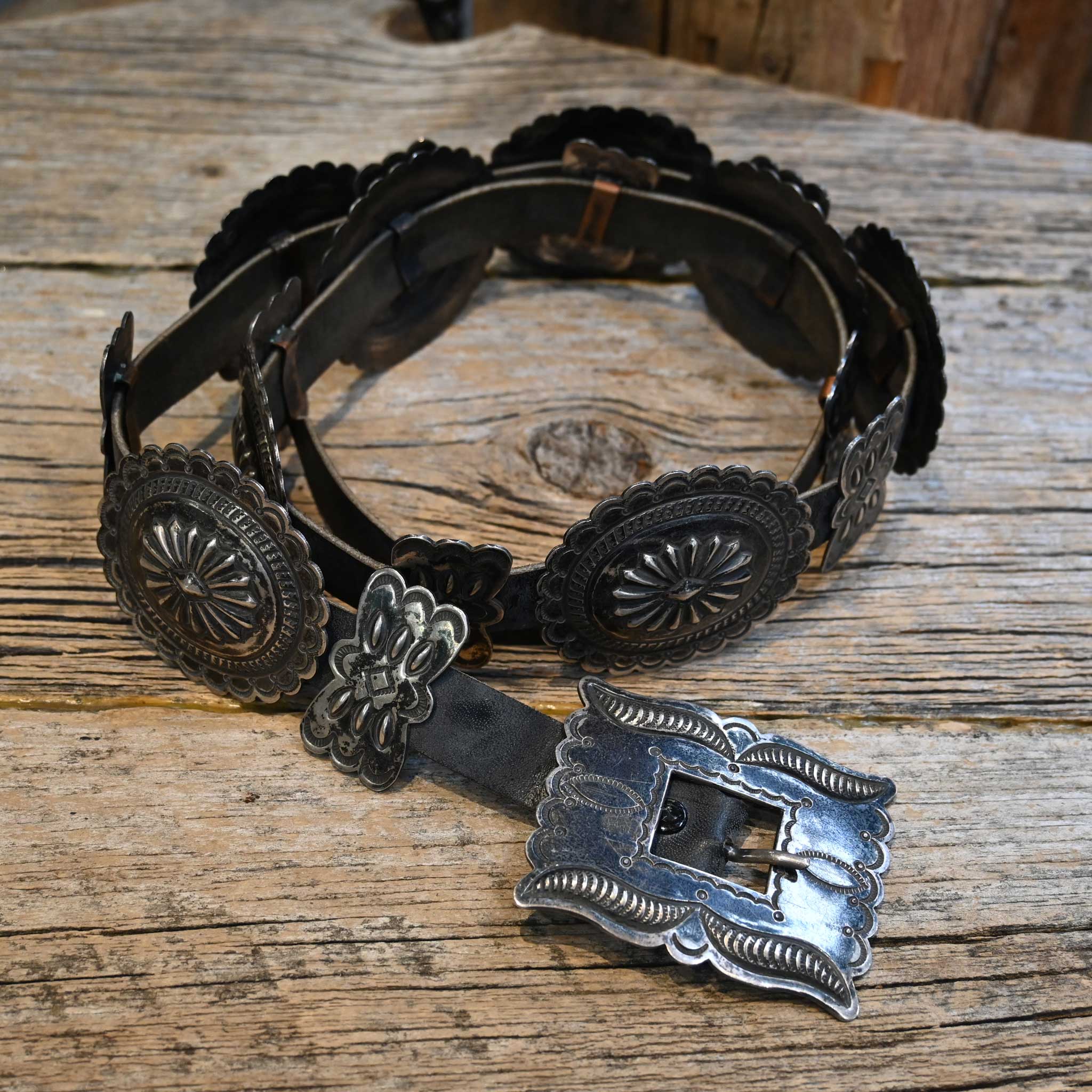 How long is the 1940's Sterling Silver Navajo Concho Belt?