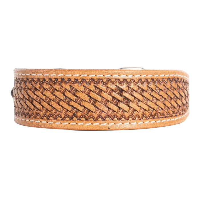 Basketweave Leather Dog Collar