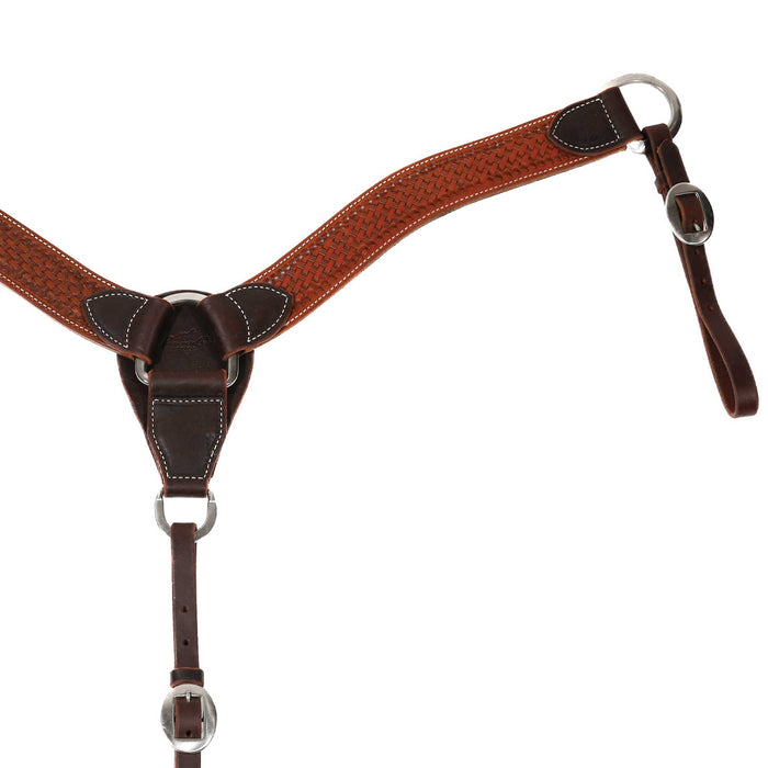 Professional's Choice 2" Hand Stamped Contoured Breast Collar Tack - Breast Collars Professional's Choice Oiled Basket Weave Pattern