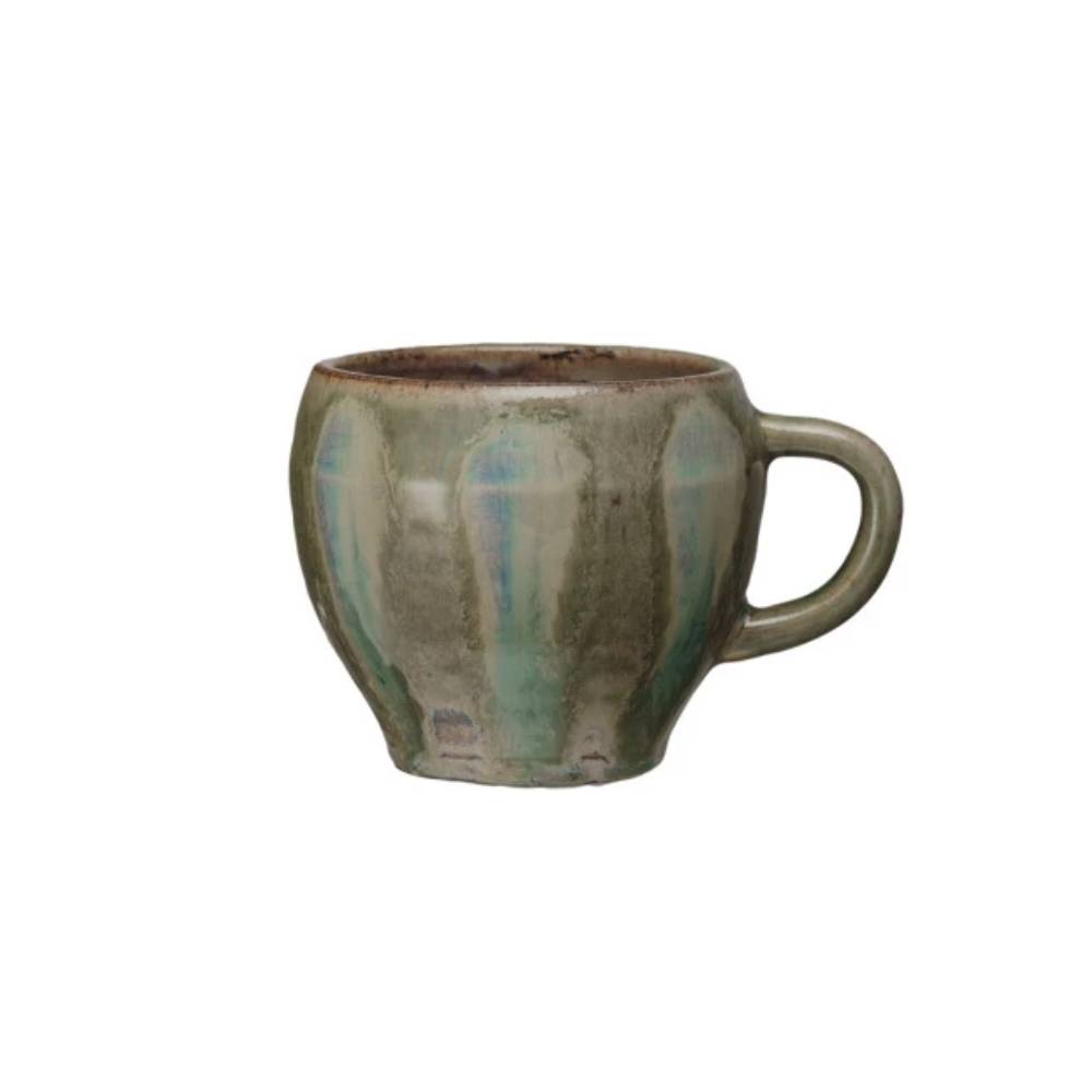 12 oz. Hand-Painted Stoneware Mug - Green HOME & GIFTS - Tabletop + Kitchen - Drinkware + Glassware Creative Co-Op   