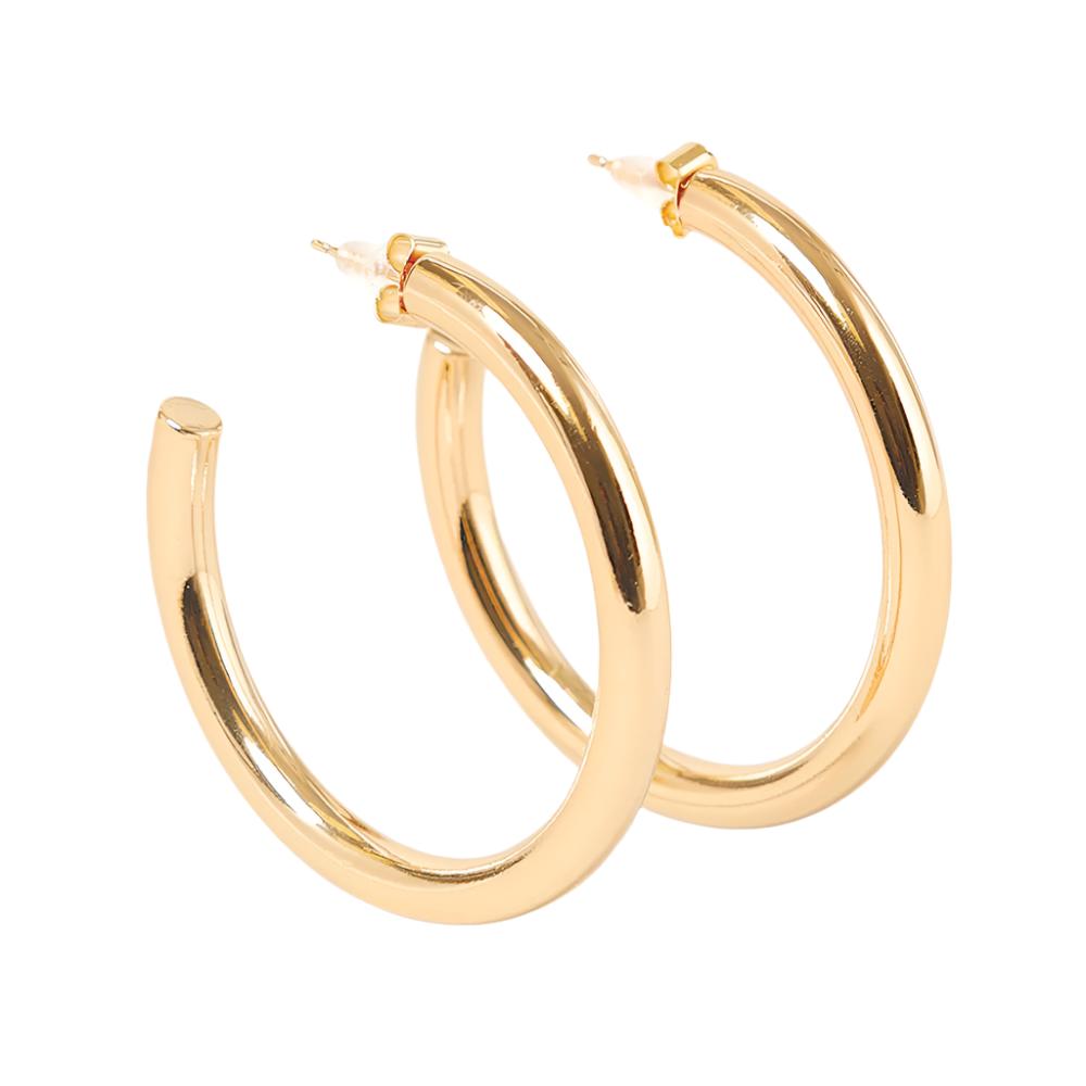 14k Gold Dipped Post Hoop Earrings WOMEN - Accessories - Jewelry - Earrings Fashion City