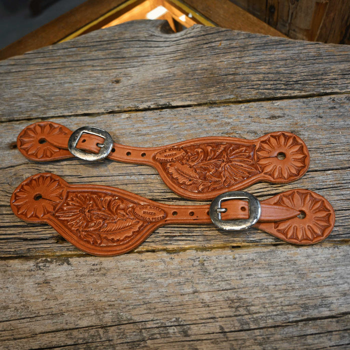 Bob Marrs Hand-Tooled Floral Spur Straps - Multiple Patterns