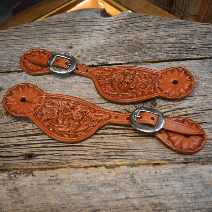 Bob Marrs Hand-Tooled Floral Spur Straps - Multiple Patterns