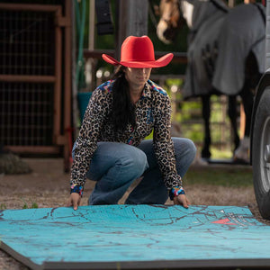 5x10ft Turquoise Stone Print Roll-Up Stall Mat Barn - Accessories Performance Stall Mats