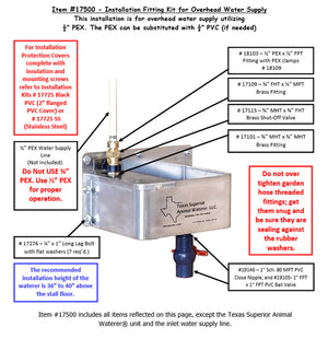 Overhead Water Supply Kit for Texas Superior Animal Waterer Installation Barn - Waterers & Troughs Texas Superior Animal Waterer