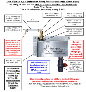 Below Grade Water Supply Kit for Texas Superior Animal Waterer Installation Barn - Waterers & Troughs Texas Superior Animal Waterer Installation Fitting Kit