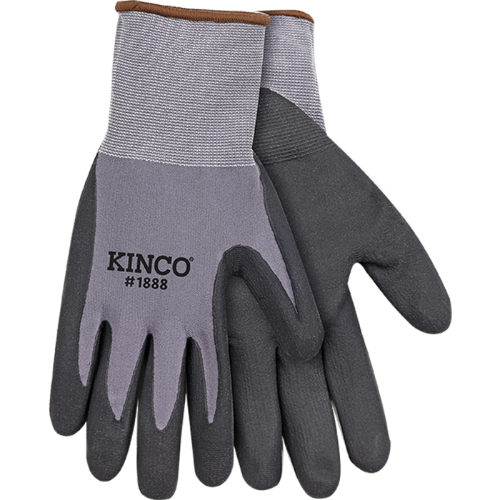 Kinco Gray Nylon-Spandex Knit CoolCoat Micro-Foam Nitrile Palm For the Rancher - Gloves Kinco Large  