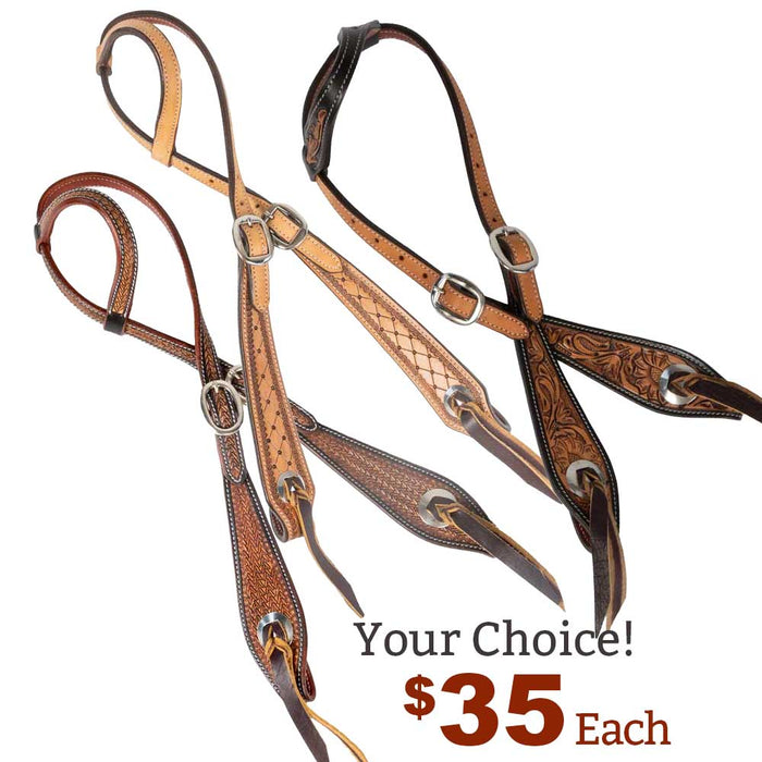 NEW Teskey's 3/4" Tooled One Ear Headstall - Your Choice