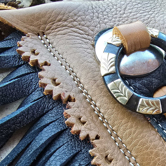 Handmade Brown & Black Crossbody Chap Purse