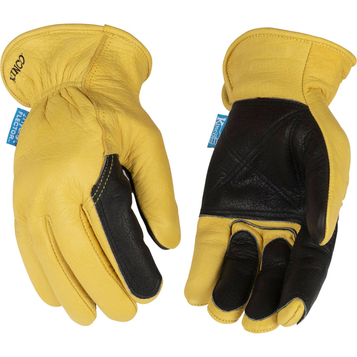 Kinco HydroFlector™ Water-Resistant Premium Grain Buffalo Driver with Double-Palm For the Rider - Gloves Kinco