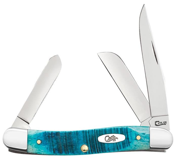 Sawcut Jig Caribbean Blue Bone Medium Stockman Knives W.R. Case   