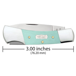 Case Lockback - Seafoam Green G-10 - Ichthus Shield Knives - Knives W.R. Case   