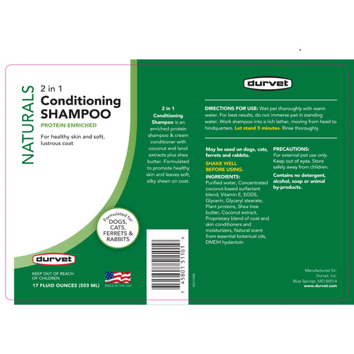 Durvet 2 in 1 Conditioning Shampoo Pets - Cleaning & Grooming Durvet