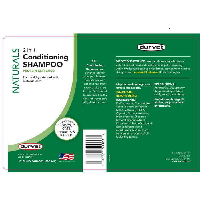 Durvet 2 in 1 Conditioning Shampoo Pets - Cleaning & Grooming Durvet