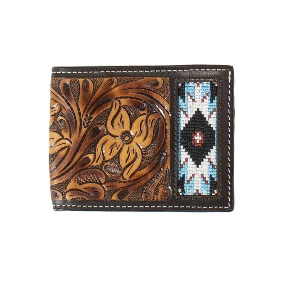 3D Floral Tooled Bi-Fold Wallet MEN - Accessories - Wallets & Money Clips M&F Western Products   