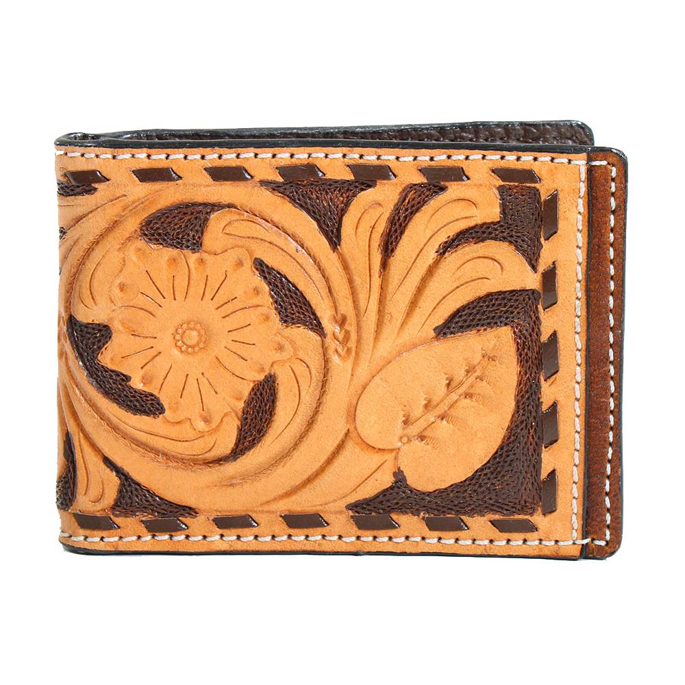 3D Tooled Buck Lace Bifold Money Clip Teskeys