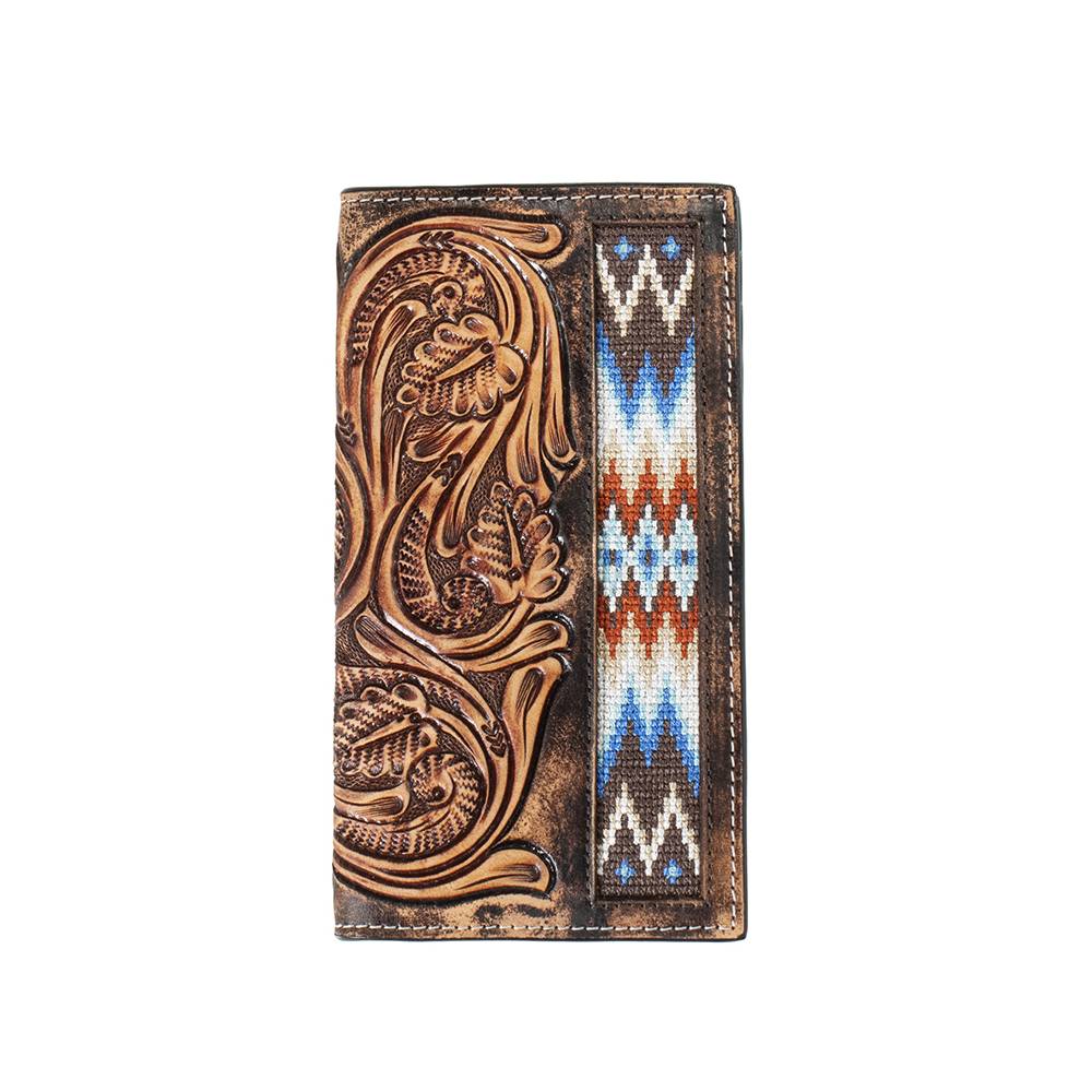 3D Hand Tooled Scroll Rodeo Wallet