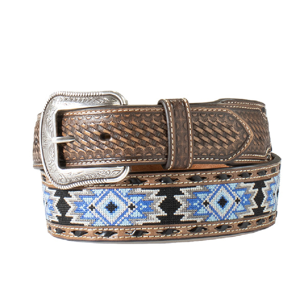 3D Men s Diamond Inlay Embossed Belt Teskeys