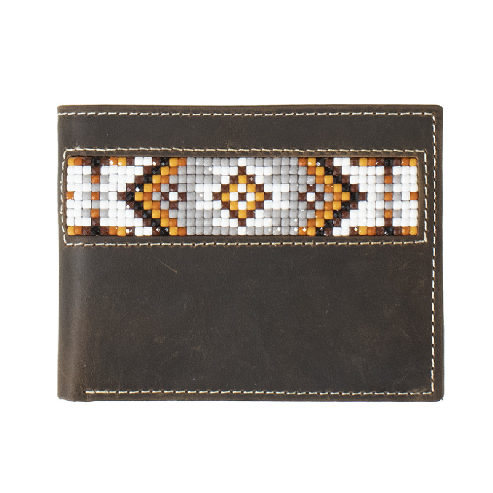 3D Southwest Inlay Beaded Brown Bifold Wallet MEN - Accessories - Wallets & Money Clips M&F Western Products   